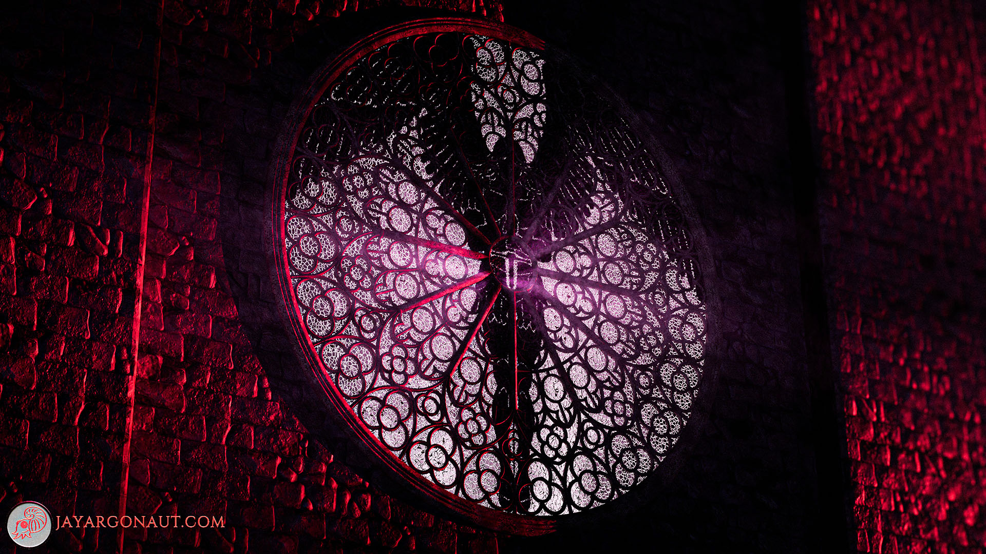 The Heaven and Hell Rose window by Jason Garth Edwards. Built, modelled, and rendered using Blender 4.0 creation suite.